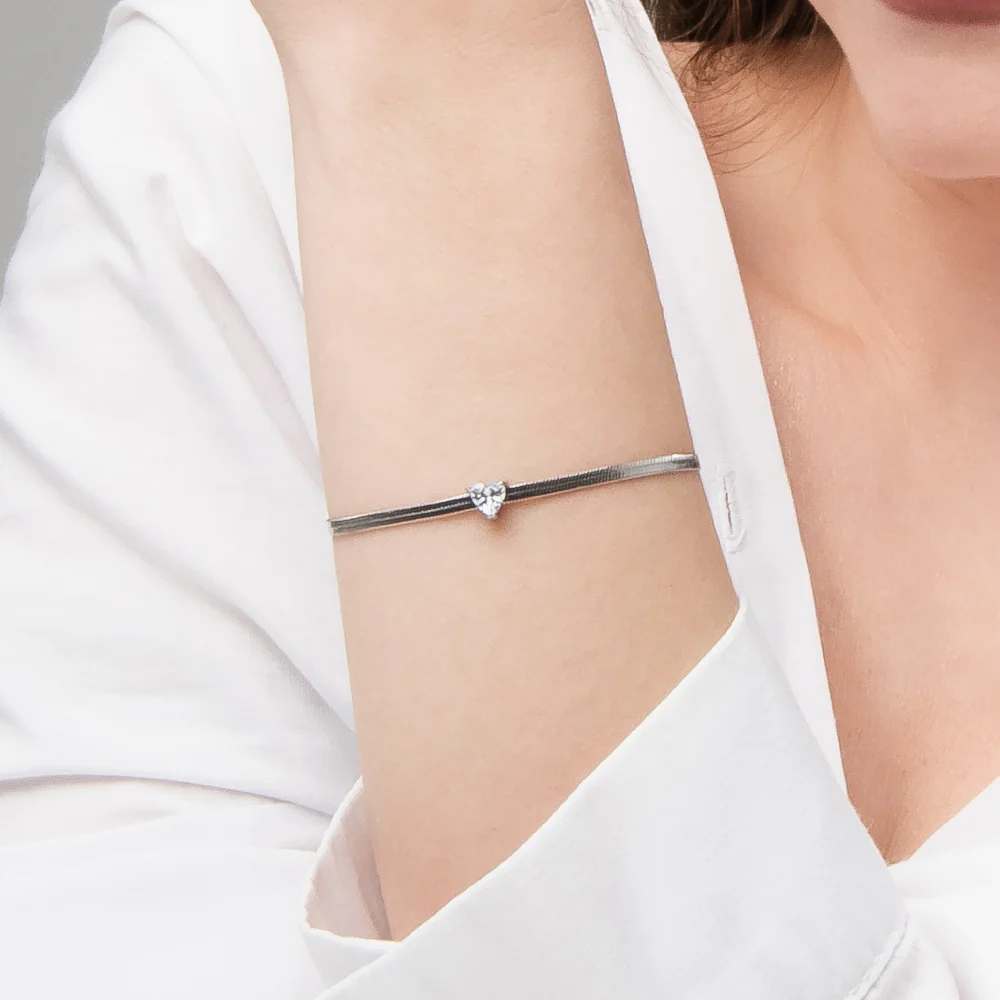 BRACCIALE DONNA IN ACCIAIO CON ZIRCONE BIANCO - Image 2