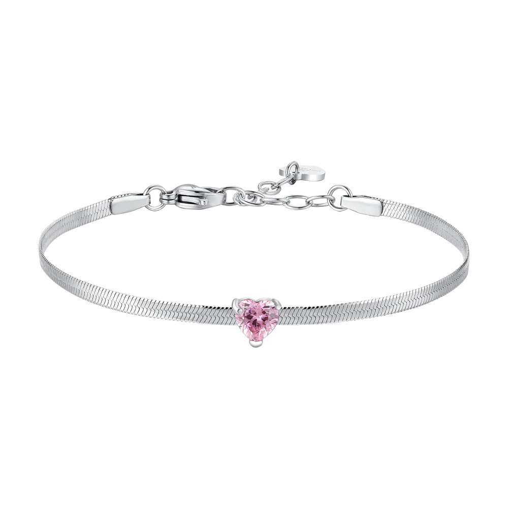 BRACCIALE DONNA IN ACCIAIO CON ZIRCONE ROSA