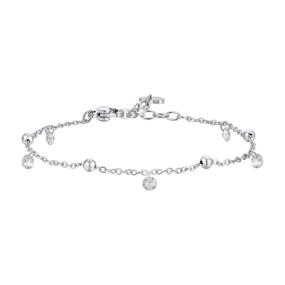 BRACCIALE DONNA IN ACCIAIO CON ZIRCONI BIANCHI