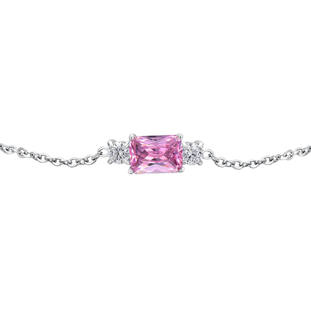 BRACCIALE DONNA IN ACCIAIO CON ZIRCONI ROSA E BIANCHI - Image 4
