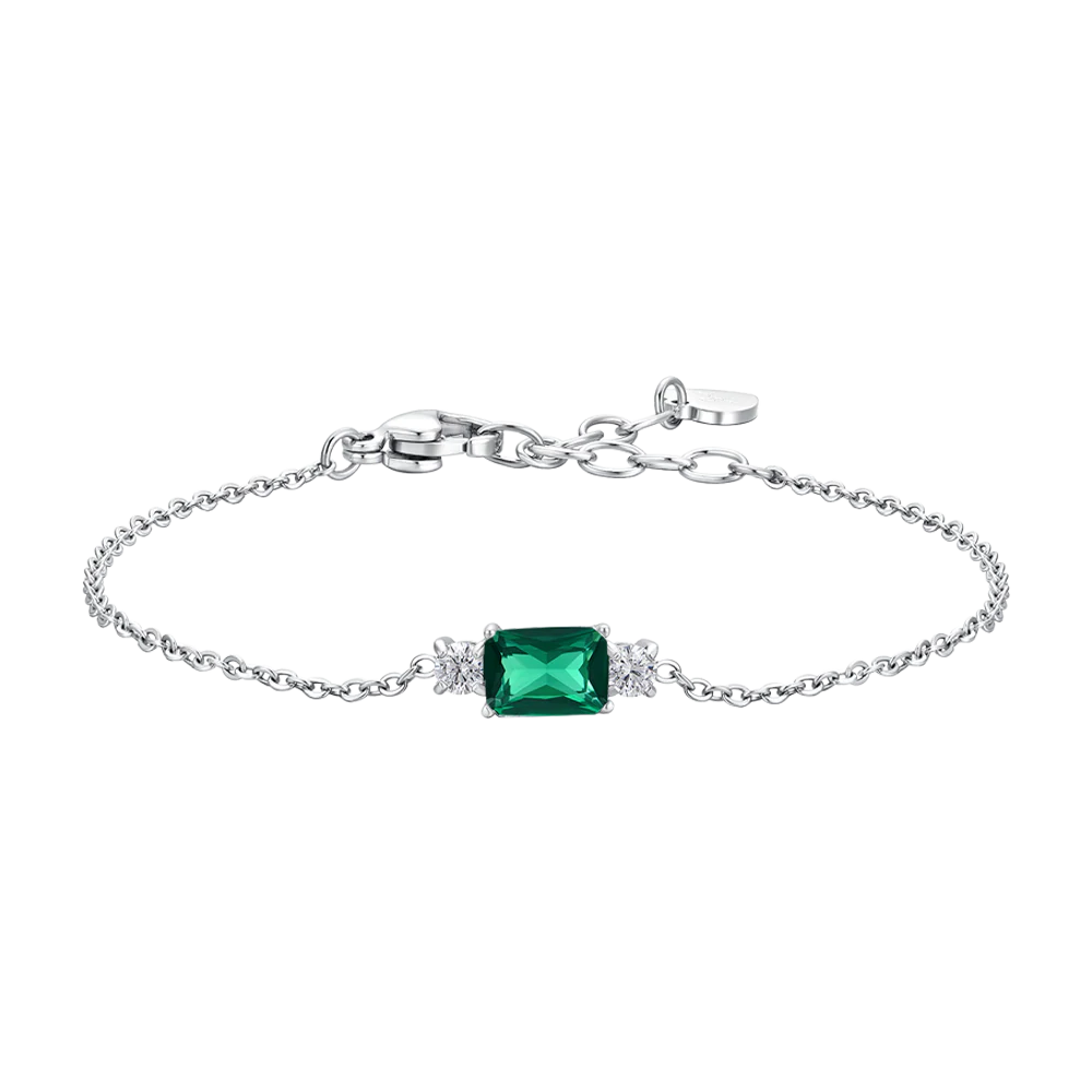 BRACCIALE DONNA IN ACCIAIO CON ZIRCONI VERDE E BIANCHI