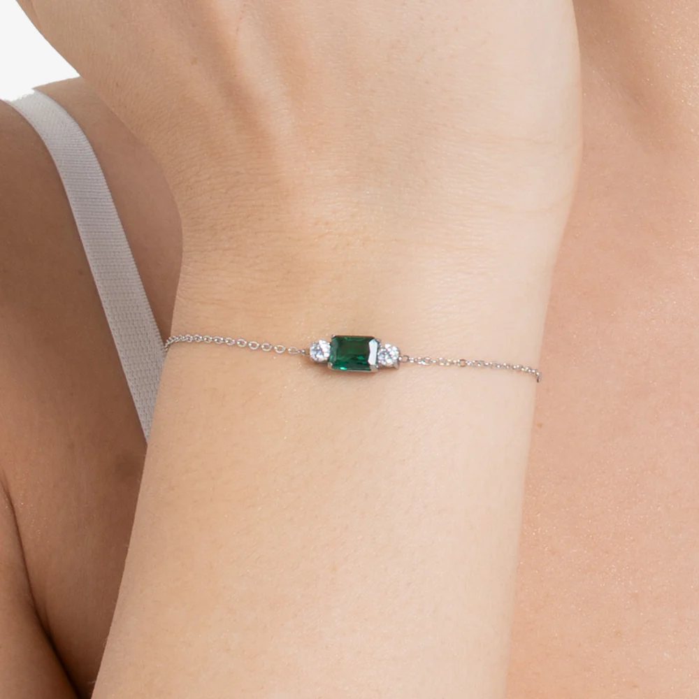 BRACCIALE DONNA IN ACCIAIO CON ZIRCONI VERDE E BIANCHI - Image 2