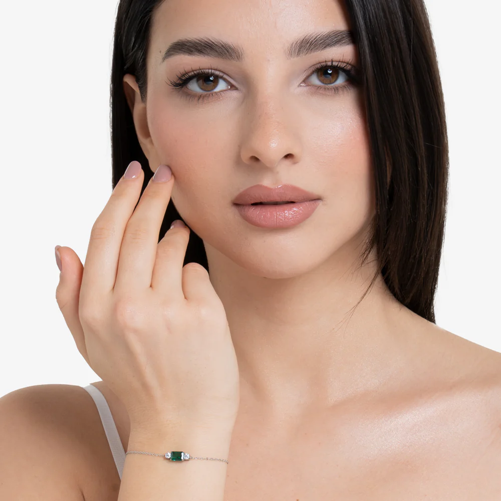 BRACCIALE DONNA IN ACCIAIO CON ZIRCONI VERDE E BIANCHI - Image 3