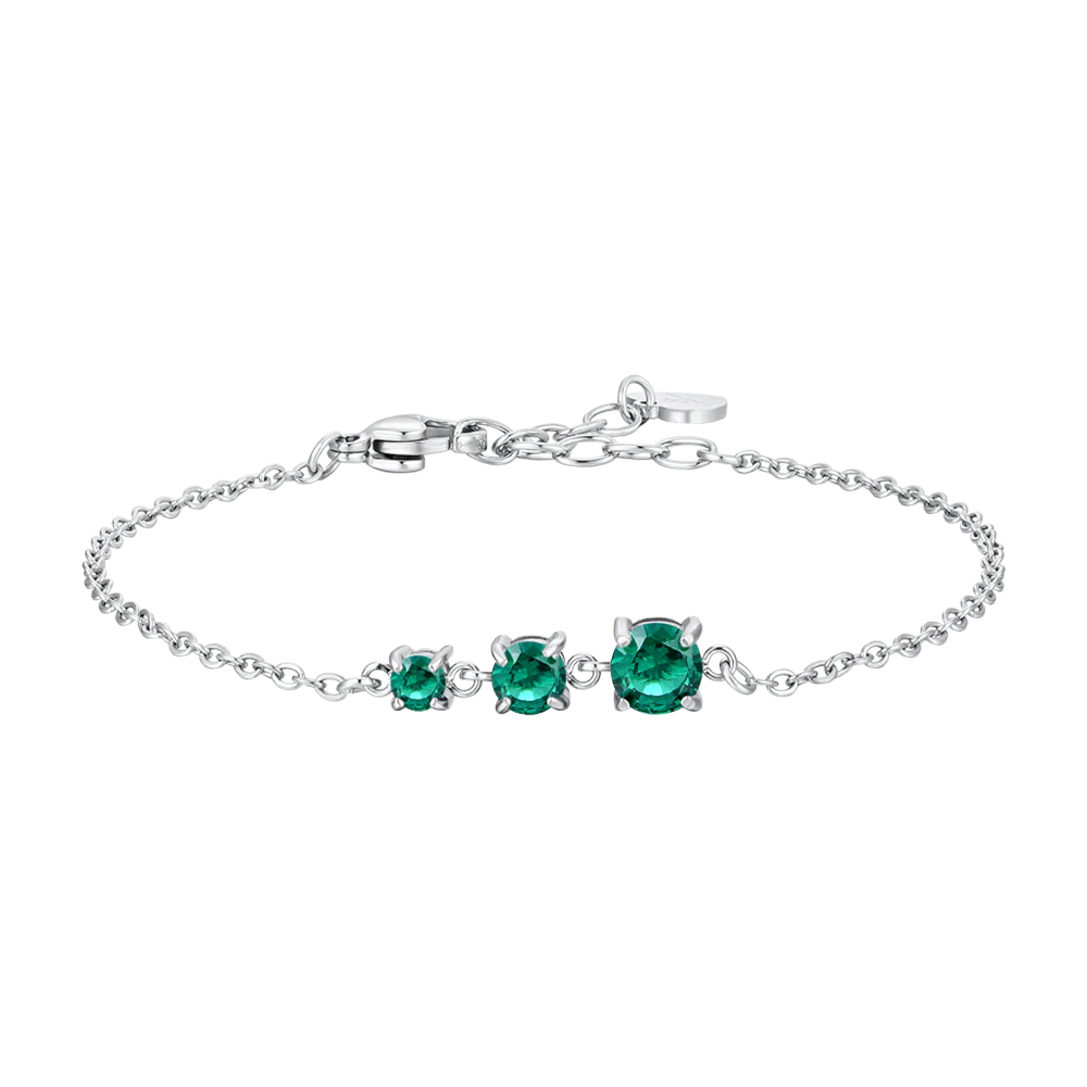 BRACCIALE DONNA IN ACCIAIO CON ZIRCONI VERDI