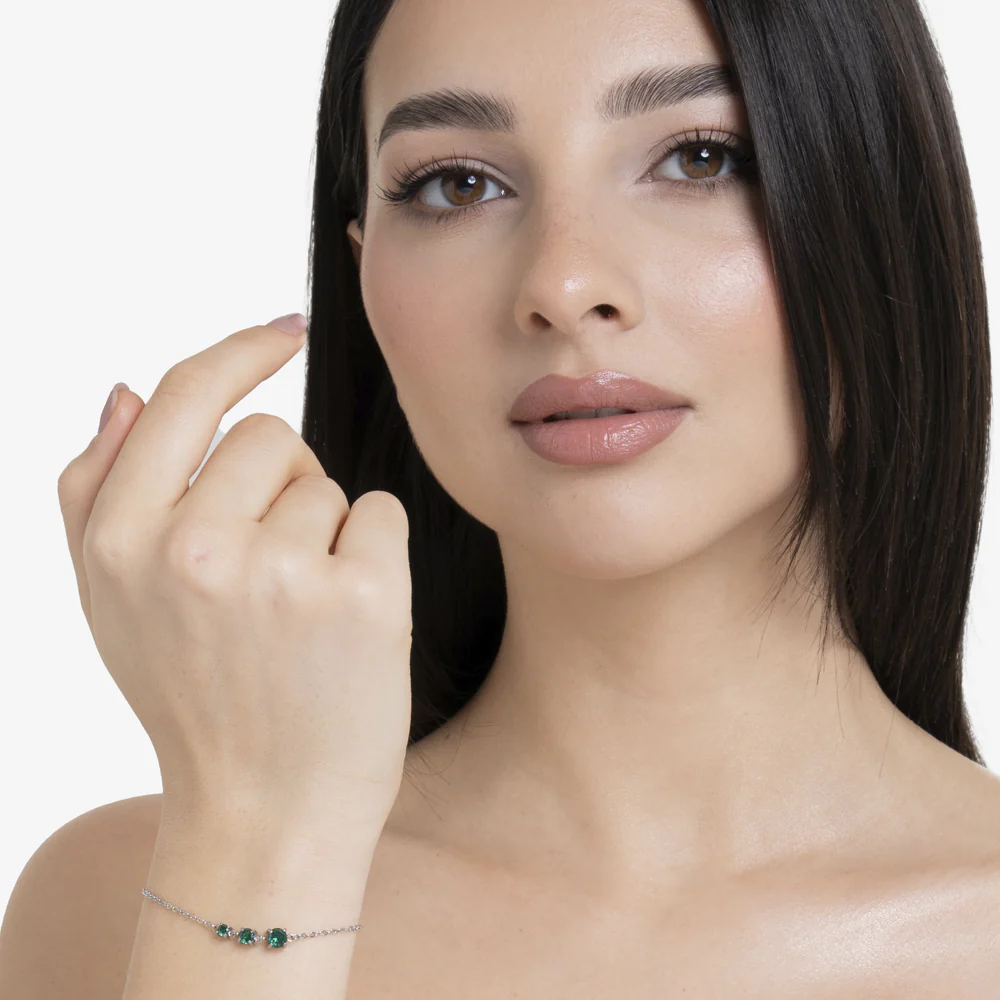 BRACCIALE DONNA IN ACCIAIO CON ZIRCONI VERDI - Image 3