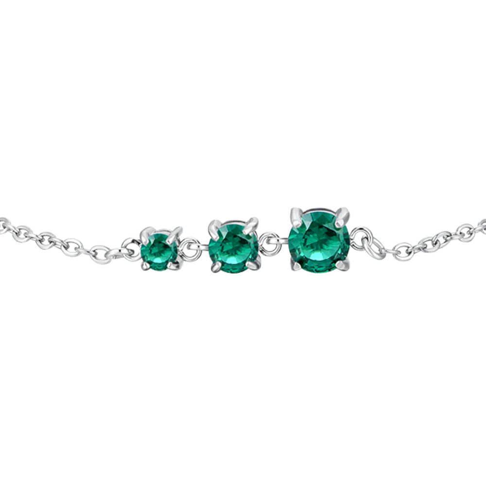 BRACCIALE DONNA IN ACCIAIO CON ZIRCONI VERDI - Image 4