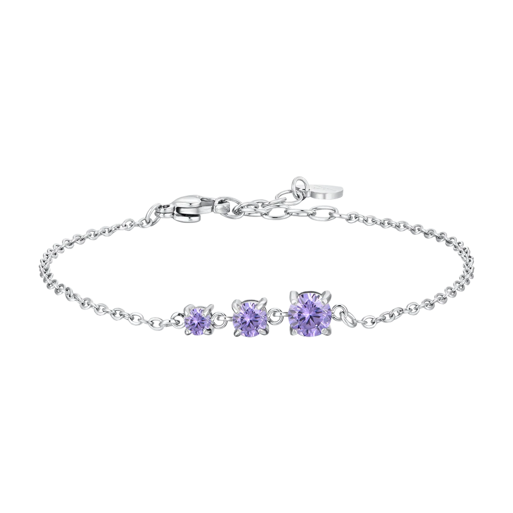 BRACCIALE DONNA IN ACCIAIO CON ZIRCONI VIOLA