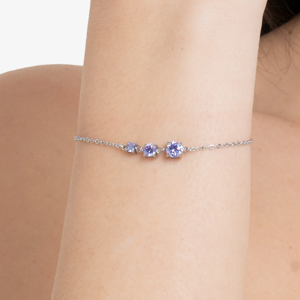 BRACCIALE DONNA IN ACCIAIO CON ZIRCONI VIOLA - Image 2