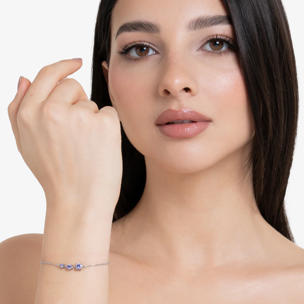 BRACCIALE DONNA IN ACCIAIO CON ZIRCONI VIOLA - Image 3