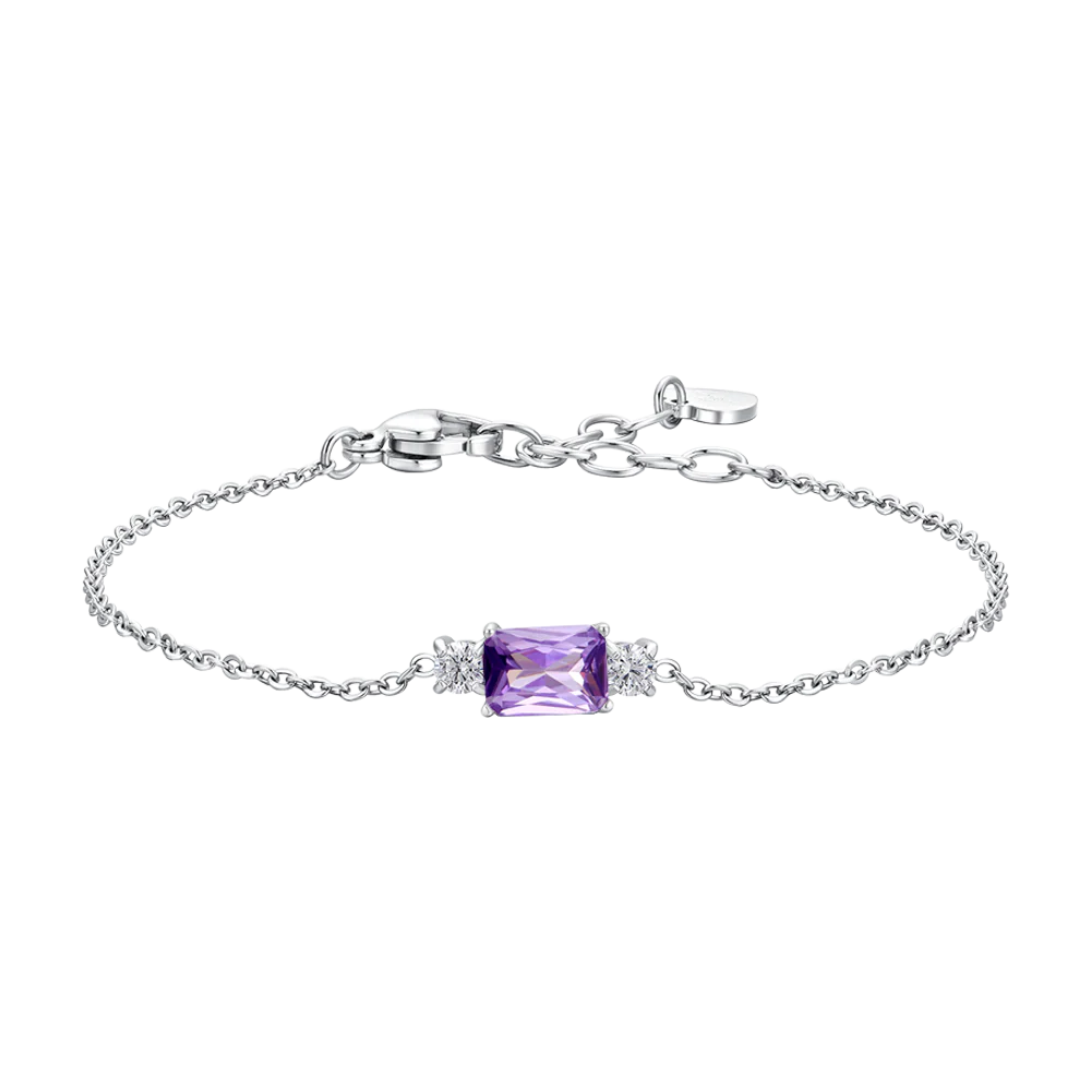 BRACCIALE DONNA IN ACCIAIO CON ZIRCONI VIOLA E BIANCHI