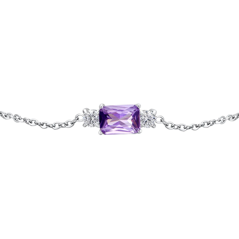 BRACCIALE DONNA IN ACCIAIO CON ZIRCONI VIOLA E BIANCHI - Image 4
