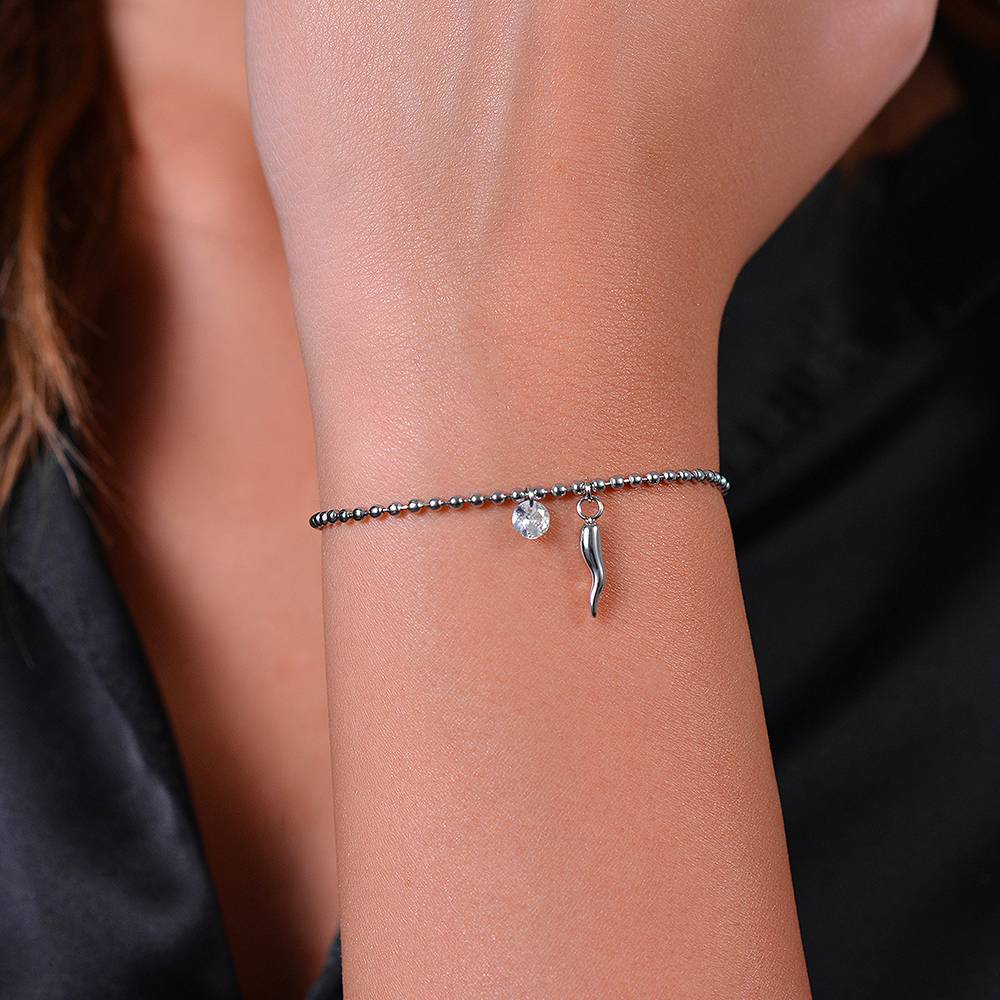 BRACCIALE DONNA IN ACCIAIO CORNO E ZIRCONE - Image 2