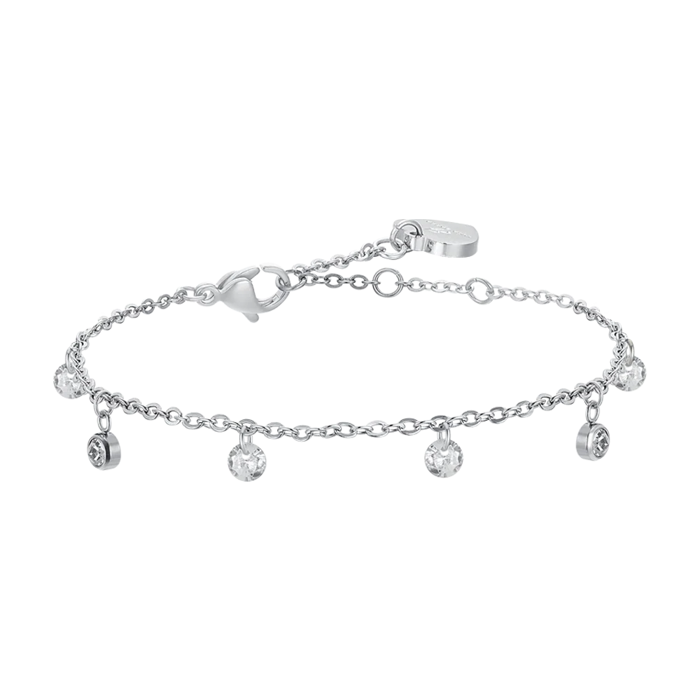 BRACCIALE DONNA IN ACCIAIO CRISTALLI BIANCHI