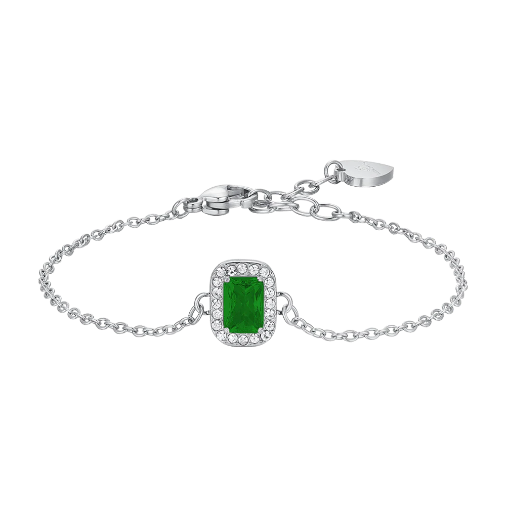 BRACCIALE DONNA IN ACCIAIO CRISTALLI E ZIRCONE VERDE