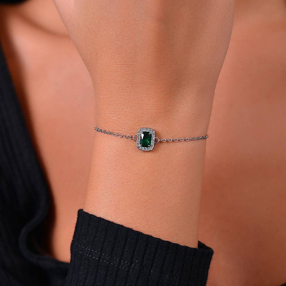 BRACCIALE DONNA IN ACCIAIO CRISTALLI E ZIRCONE VERDE - Image 2