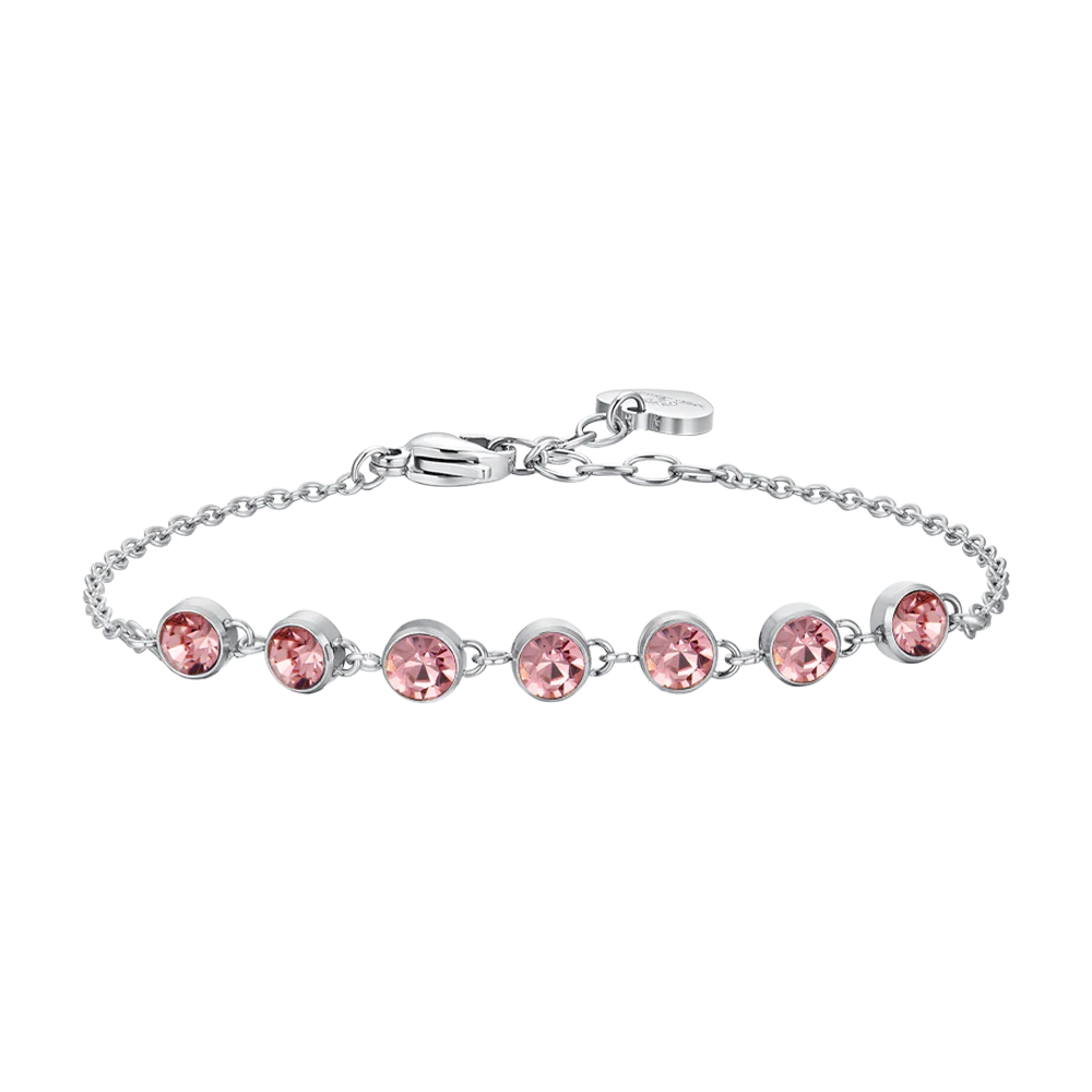 BRACCIALE DONNA IN ACCIAIO CRISTALLI ROSA