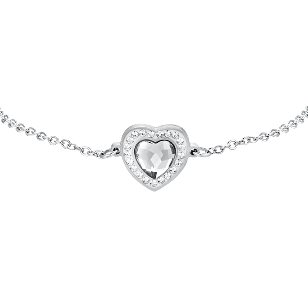 BRACCIALE DONNA IN ACCIAIO CUORE CRISTALLO BIANCO E CRISTALLI BIANCHI - Image 4