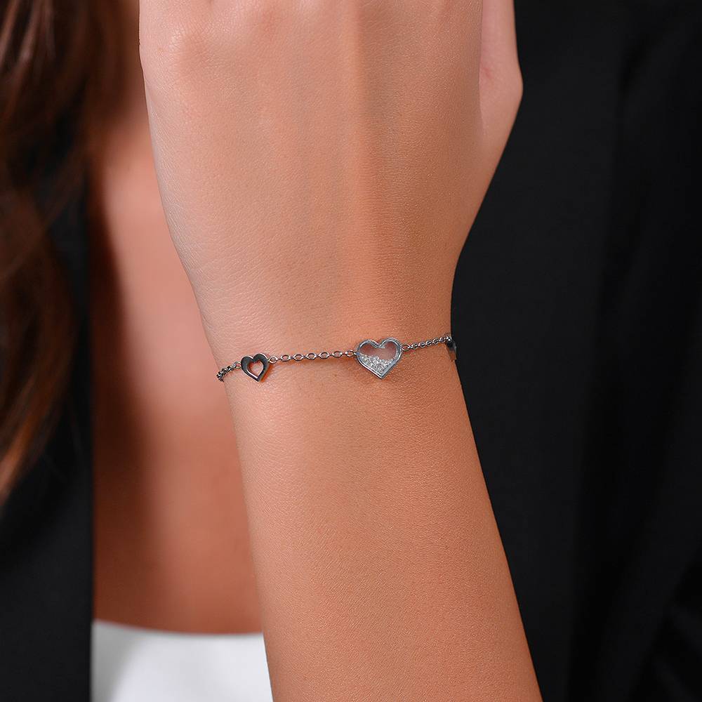 BRACCIALE DONNA IN ACCIAIO CUORI E ZIRCONI - Image 2