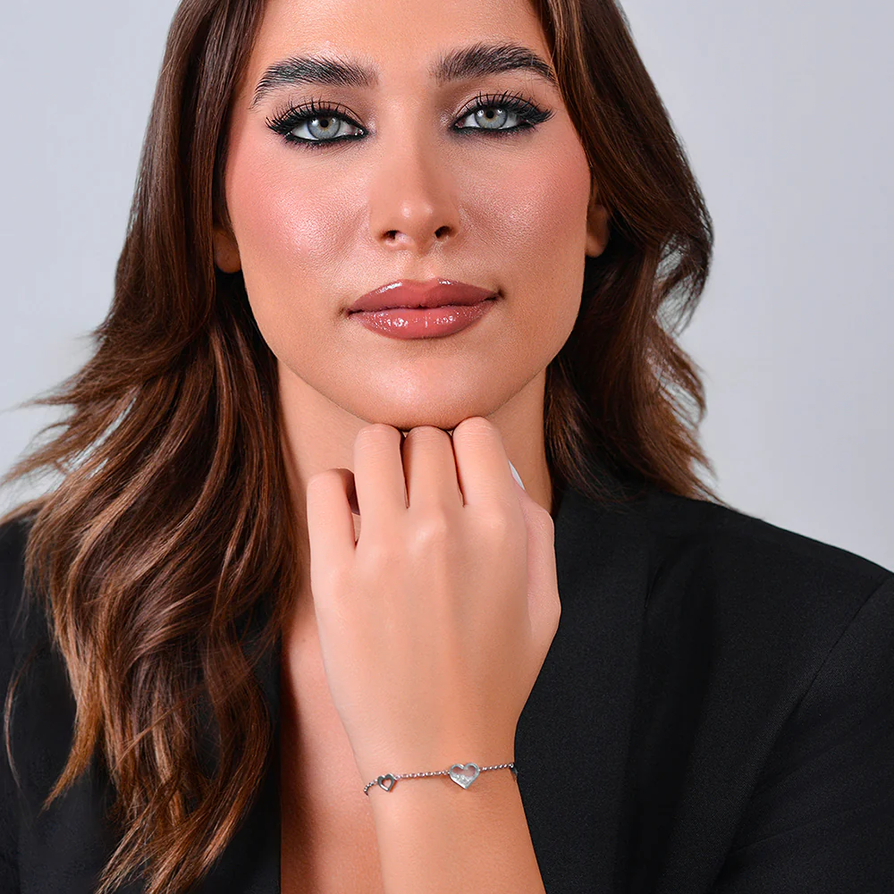 BRACCIALE DONNA IN ACCIAIO CUORI E ZIRCONI - Image 3