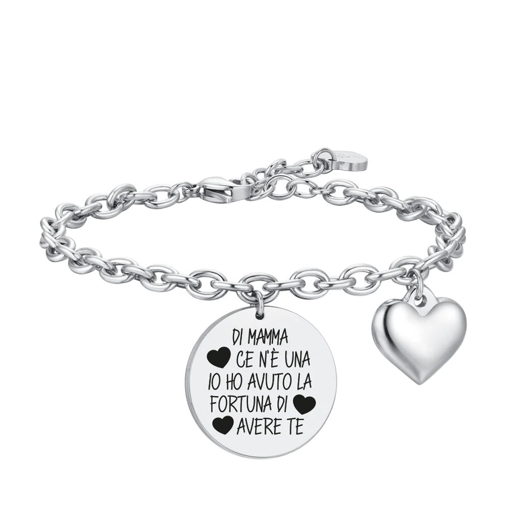 BRACCIALE DONNA IN ACCIAIO DI MAMMA CE N'È UNA IO HO AVUTO LA FORTUNA DI AVERE