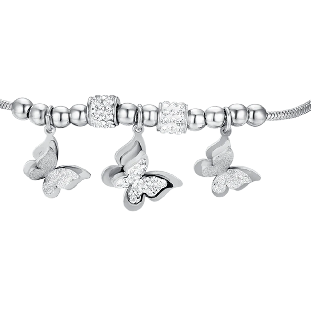 BRACCIALE DONNA IN ACCIAIO FARFALLE CON CRISTALLI BIANCHI - Image 4