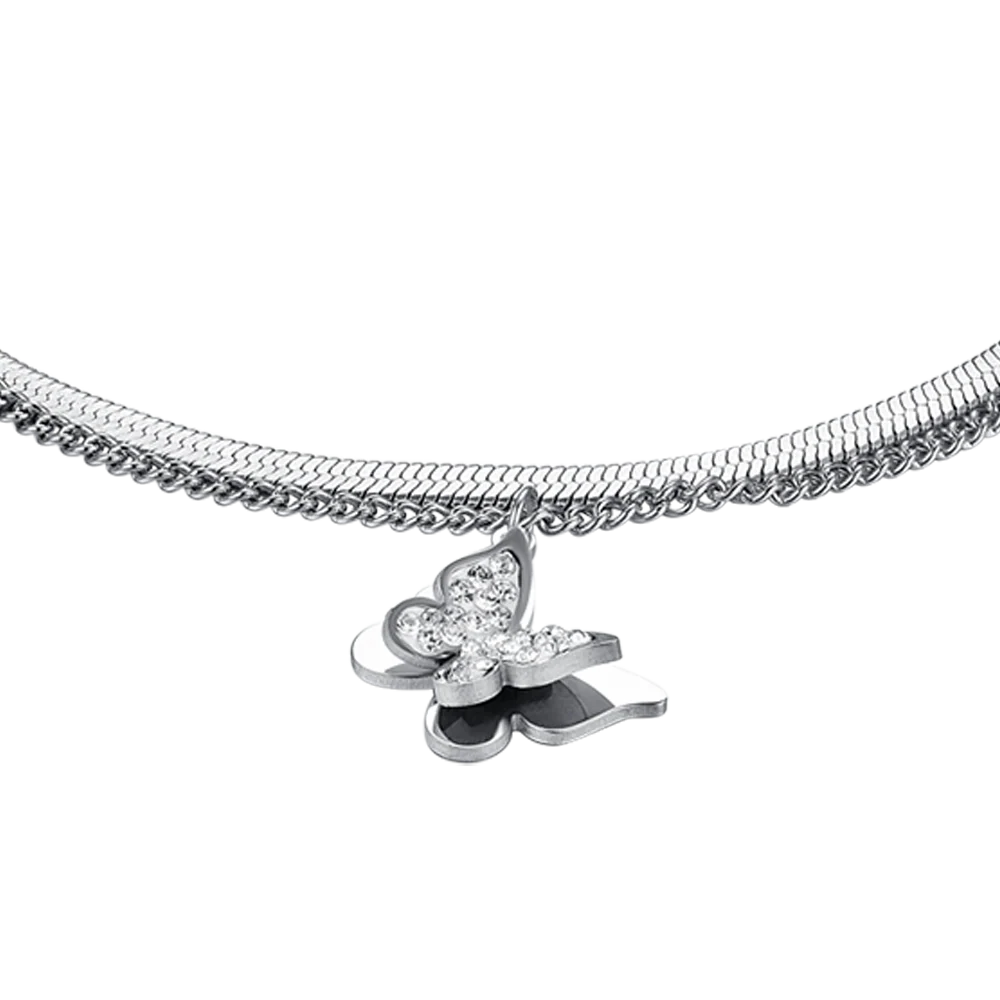 BRACCIALE DONNA IN ACCIAIO FARFALLE CON CRISTALLI BIANCHI - Image 4