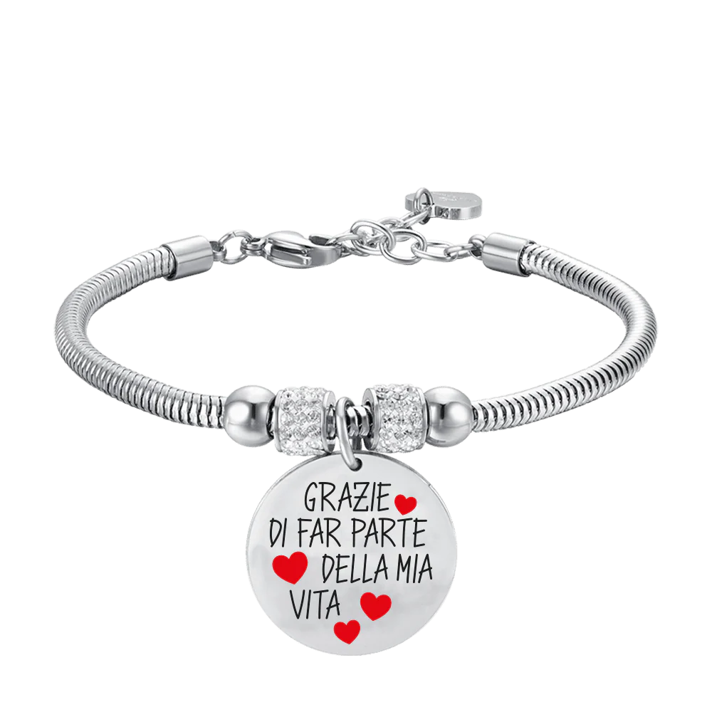 BRACCIALE DONNA IN ACCIAIO GRAZIE DI FAR PARTE DELLA MIA VITA