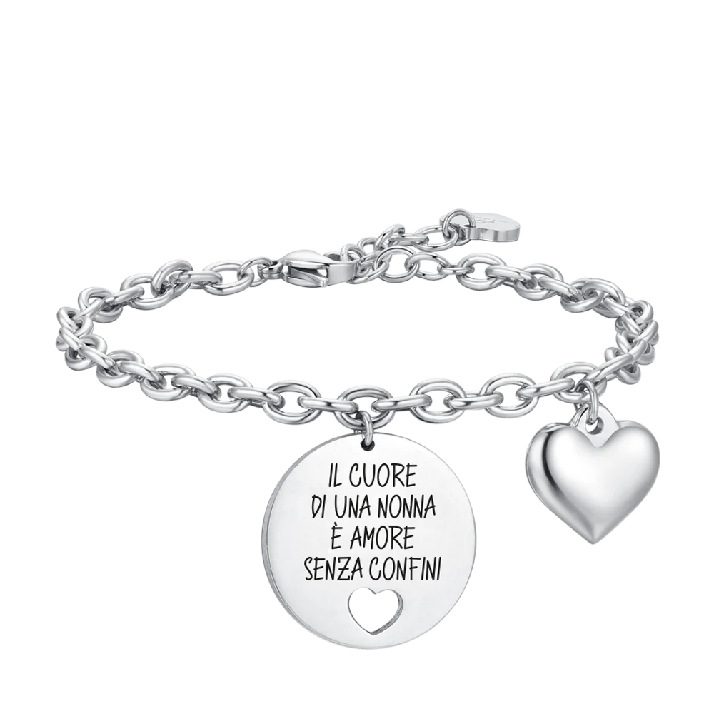 BRACCIALE DONNA IN ACCIAIO IL CUORE DI UNA NONNA