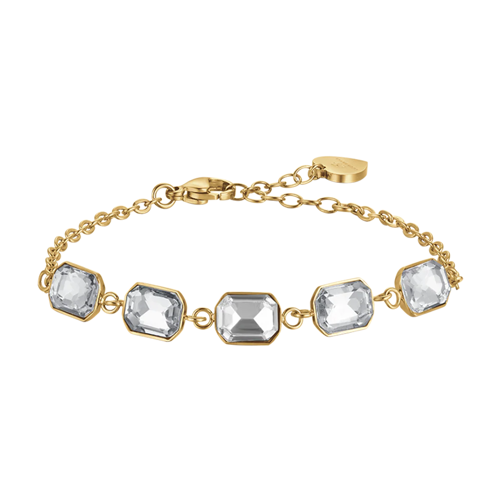 BRACCIALE DONNA IN ACCIAIO IP GOLD CON CRISTALLI BIANCHI
