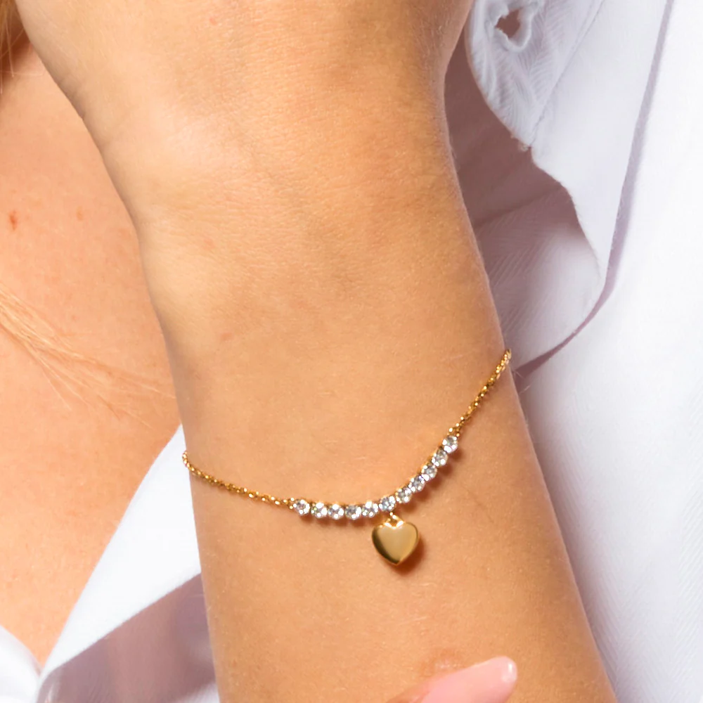 BRACCIALE DONNA IN ACCIAIO IP GOLD CON CUORE E ZIRCONI BIANCHI - Image 2
