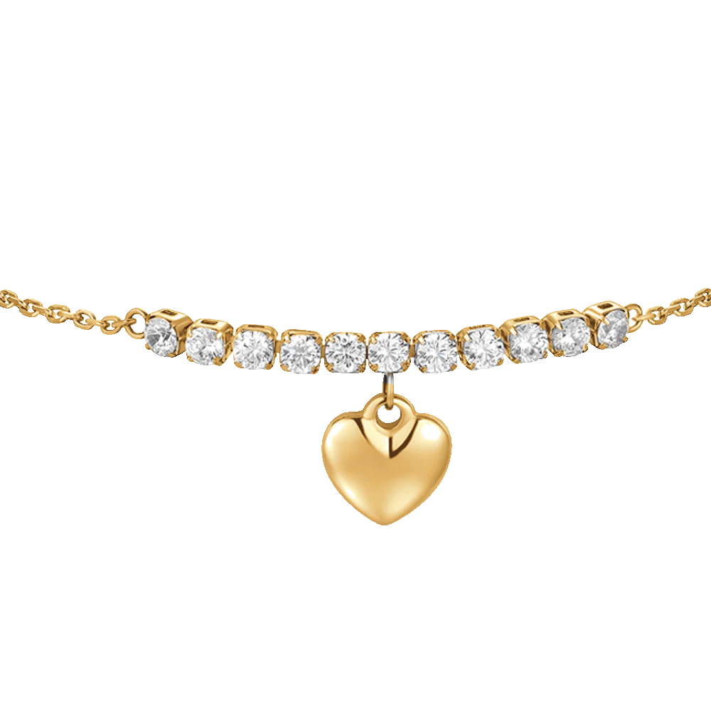BRACCIALE DONNA IN ACCIAIO IP GOLD CON CUORE E ZIRCONI BIANCHI - Image 4