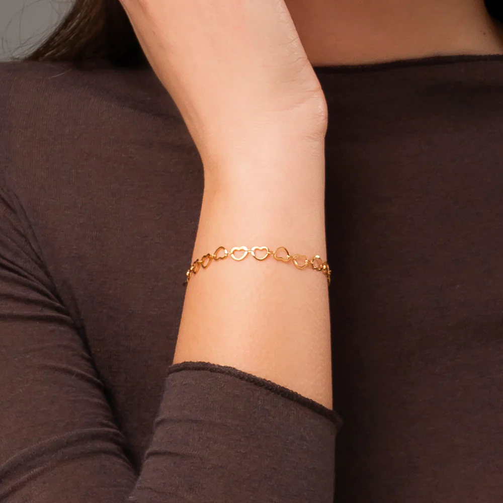 BRACCIALE DONNA IN ACCIAIO IP GOLD CON CUORI - Image 2