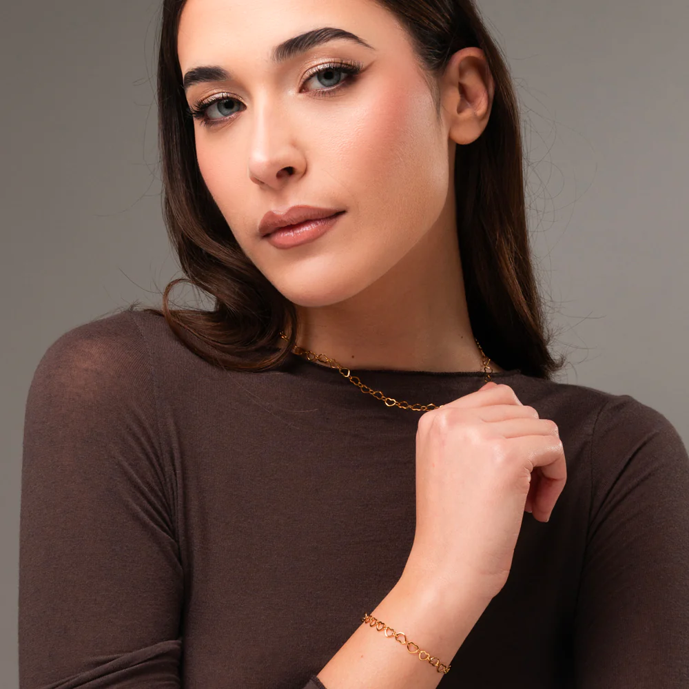 BRACCIALE DONNA IN ACCIAIO IP GOLD CON CUORI - Image 4