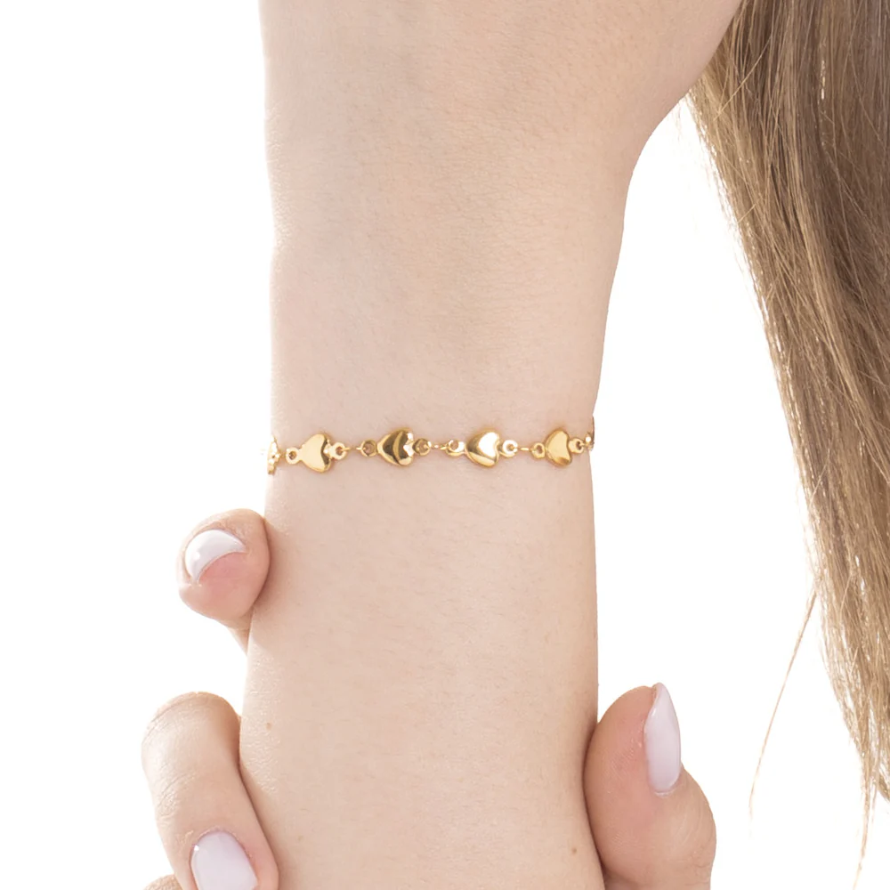 BRACCIALE DONNA IN ACCIAIO IP GOLD CON CUORI - Image 2