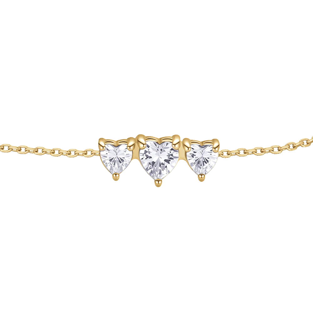 BRACCIALE DONNA IN ACCIAIO IP GOLD CON CUORI CON ZIRCONI BIANCHI - Image 5