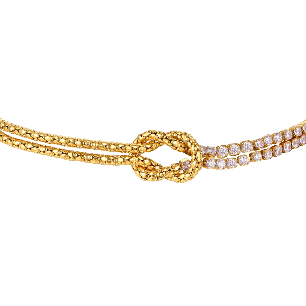 BRACCIALE DONNA IN ACCIAIO IP GOLD CON NODO E ZIRCONI ROSA - Image 4