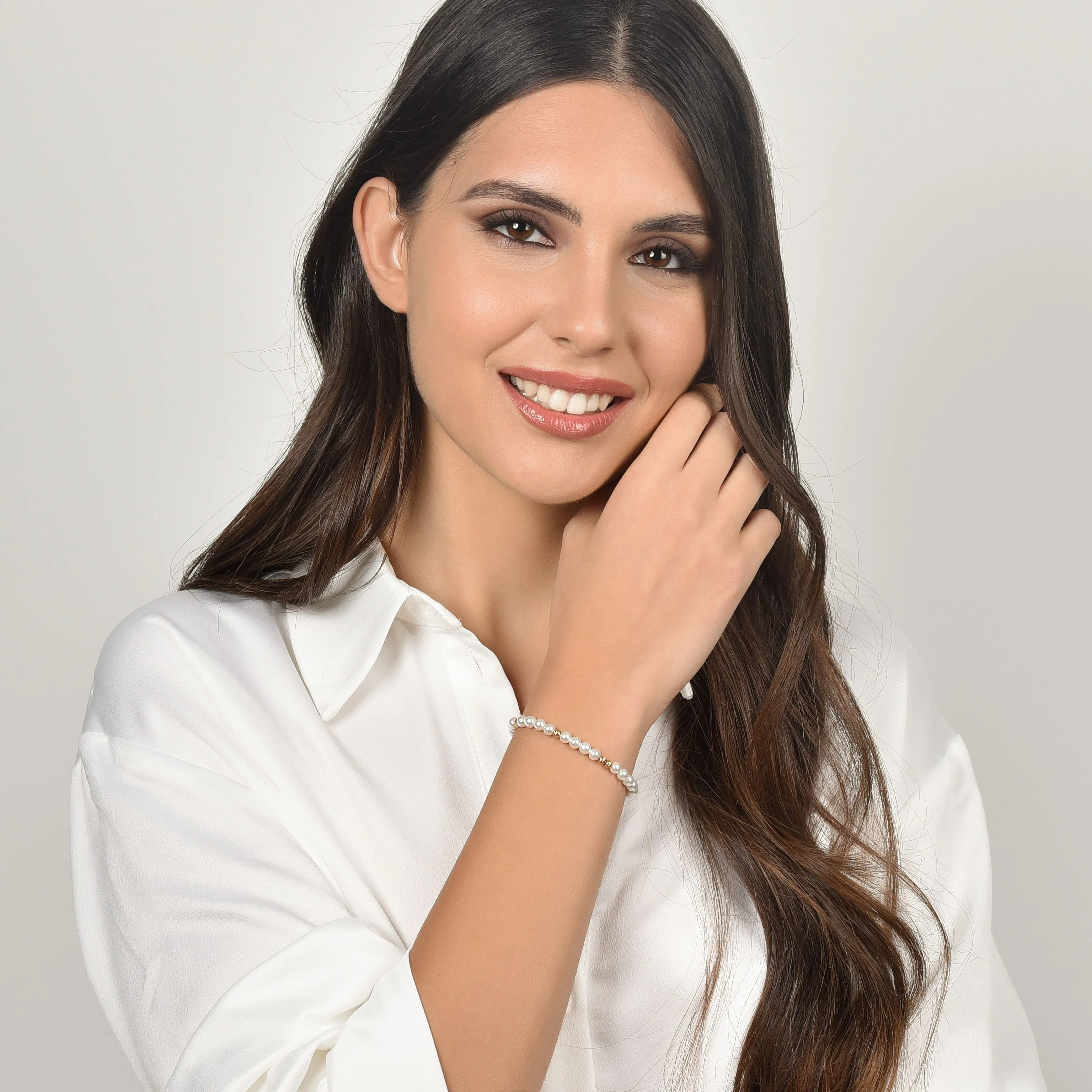 BRACCIALE DONNA IN ACCIAIO IP GOLD CON PERLE ED ELEMENTI IN ACCIAIO - Image 3