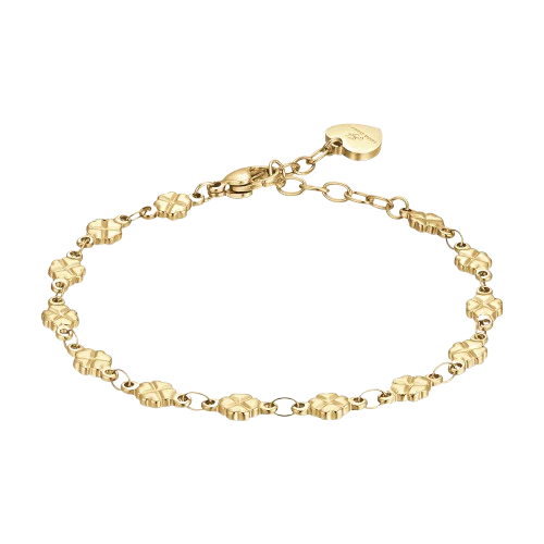 BRACCIALE DONNA IN ACCIAIO IP GOLD CON QUADRIFOGLI
