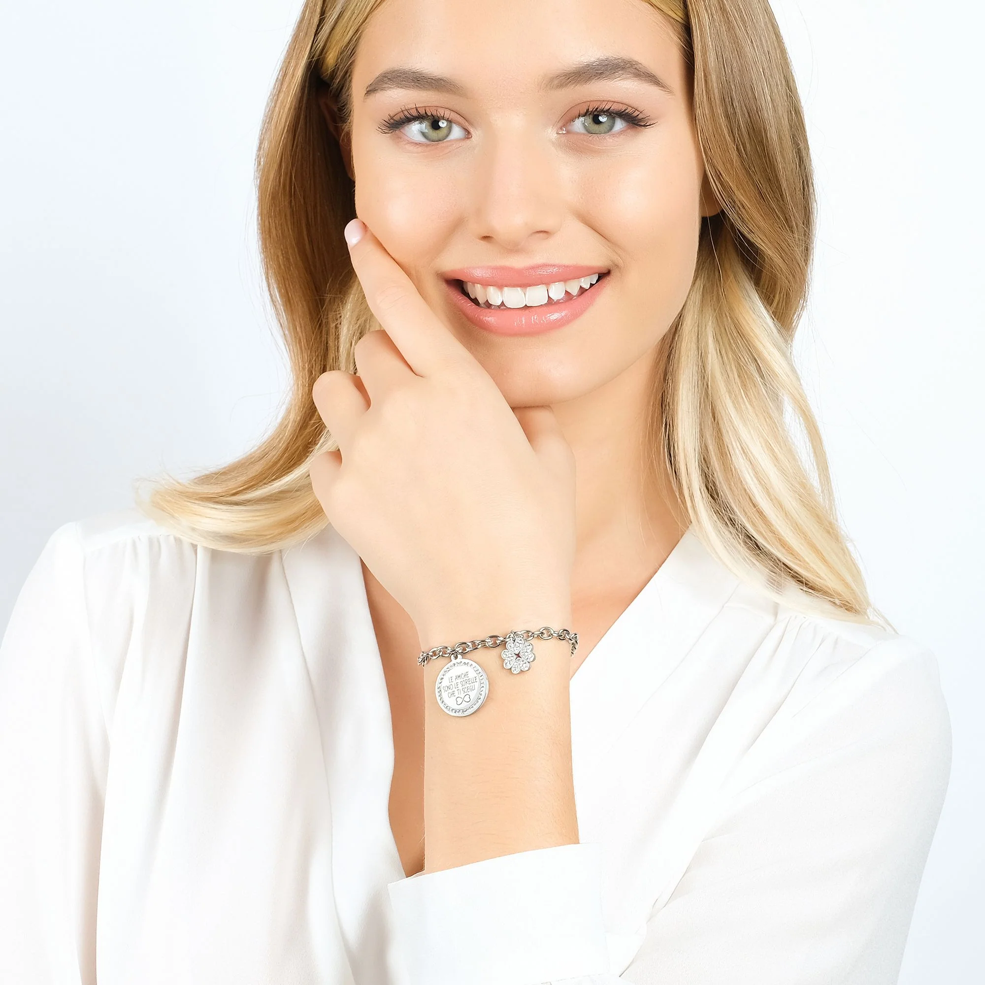 BRACCIALE DONNA IN ACCIAIO LE AMICHE SONO LE SORELLE CHE TI SCEGLI CON SMALTO - Image 3