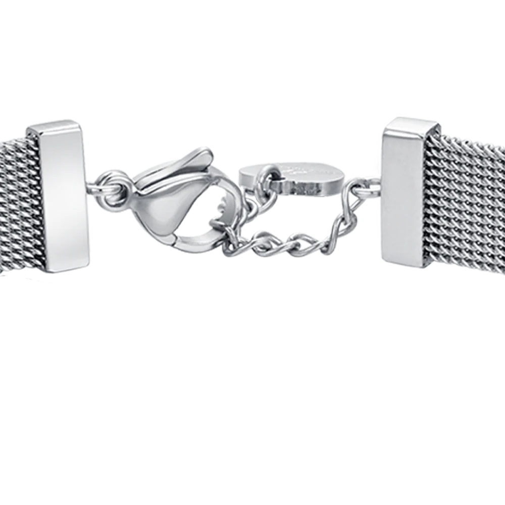 BRACCIALE DONNA IN ACCIAIO MAGLIA MILANO CON ELEMENTO CON CRISTALLI BIANCHI - Image 5