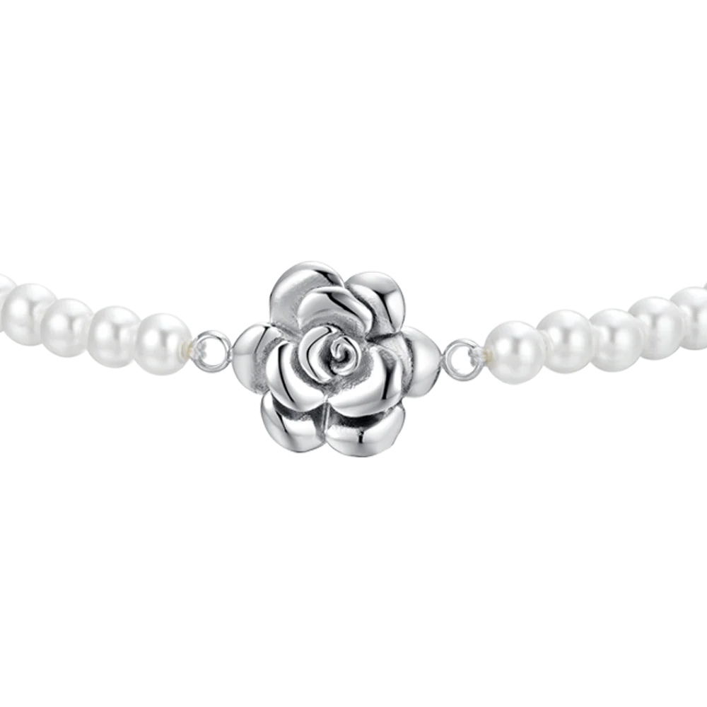 BRACCIALE DONNA IN ACCIAIO PERLE E ROSA IN ACCIAIO - Image 4