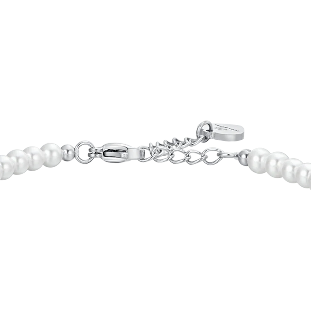BRACCIALE DONNA IN ACCIAIO PERLE E ROSA IN ACCIAIO - Image 5