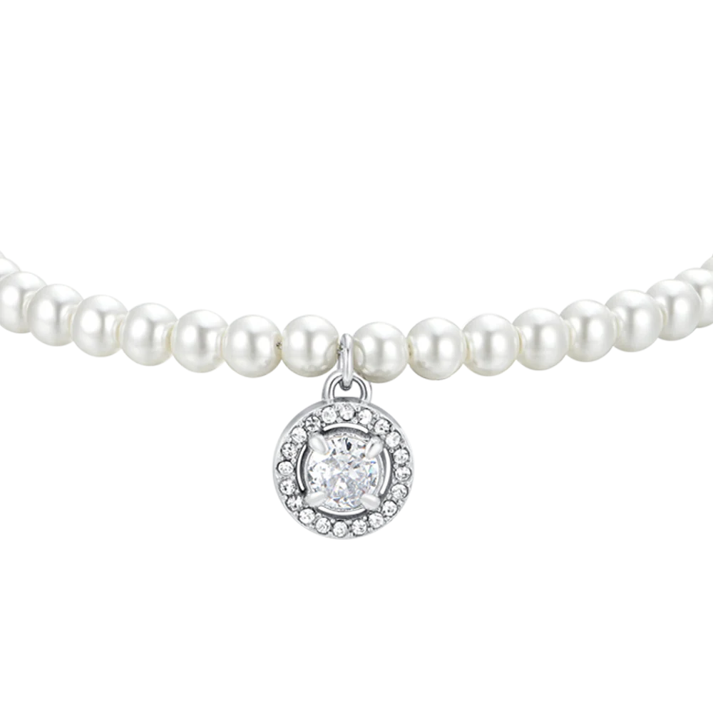 BRACCIALE DONNA IN ACCIAIO PERLE SINTETICHE E ZIRCONE BIANCO - Image 4