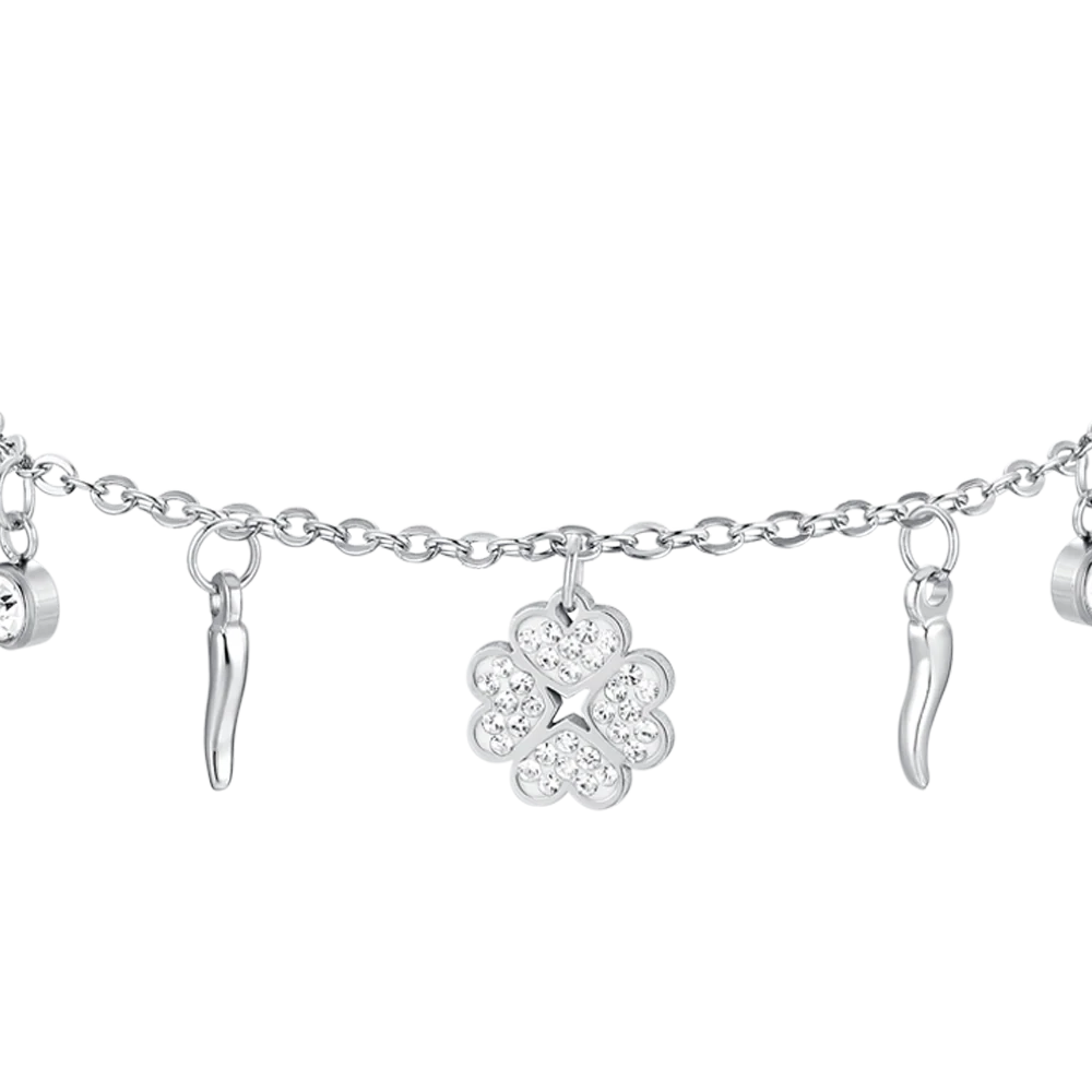 BRACCIALE DONNA IN ACCIAIO QUADRIFGOLIO E CORNI - Image 4