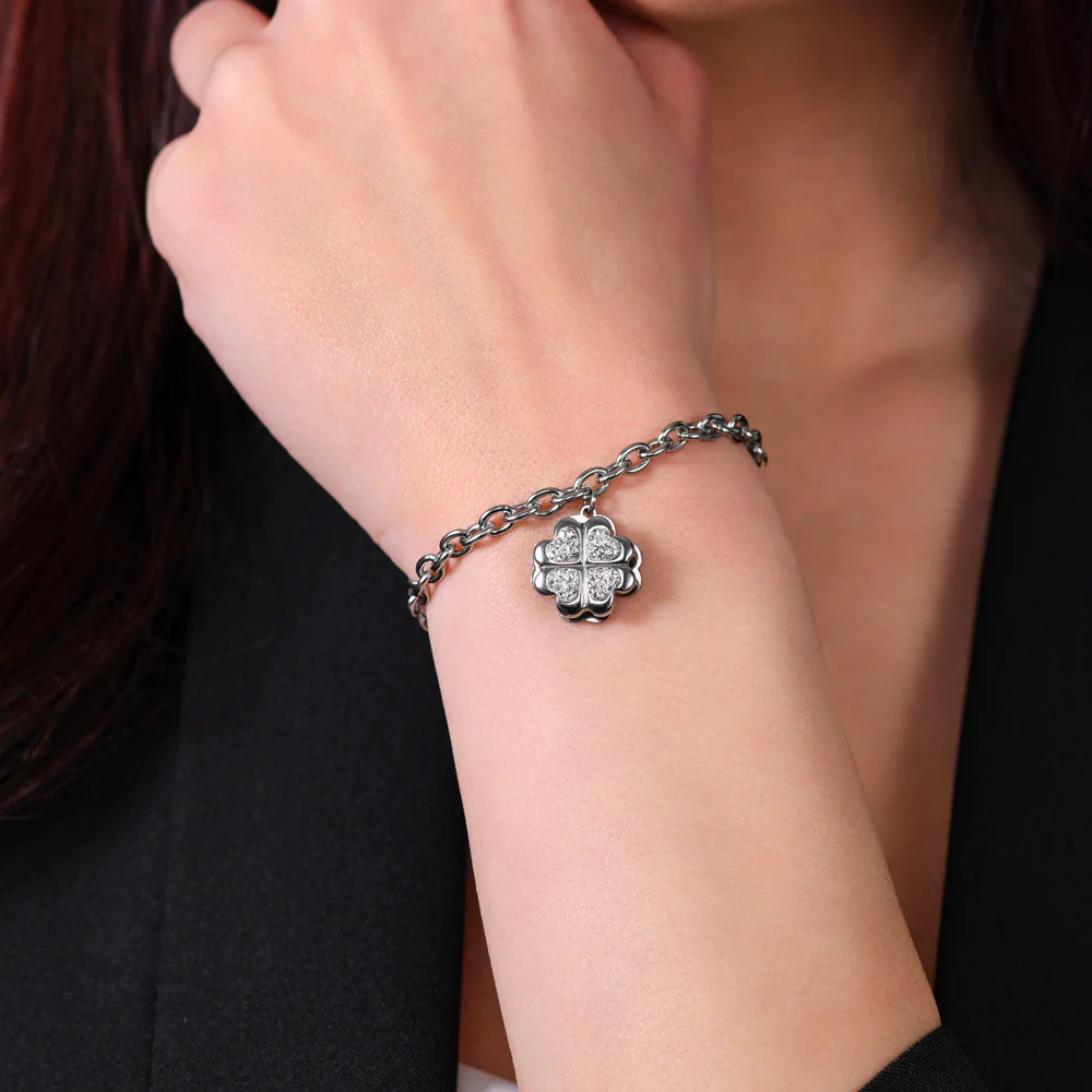 BRACCIALE DONNA IN ACCIAIO QUADRIFOGLIO GIREVOLE - Image 3