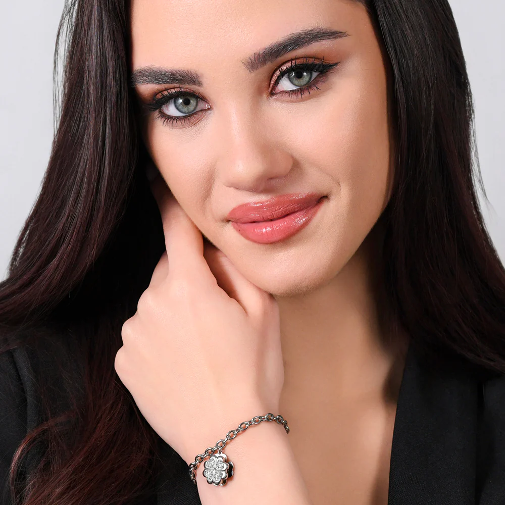 BRACCIALE DONNA IN ACCIAIO QUADRIFOGLIO GIREVOLE - Image 4