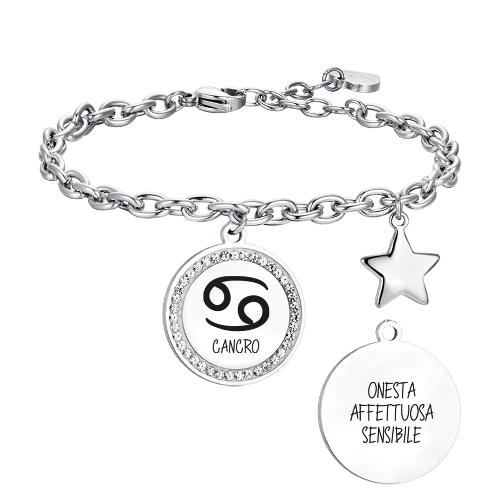 BRACCIALE DONNA IN ACCIAIO SEGNO ZODIACALE CANCRO PIASTRA