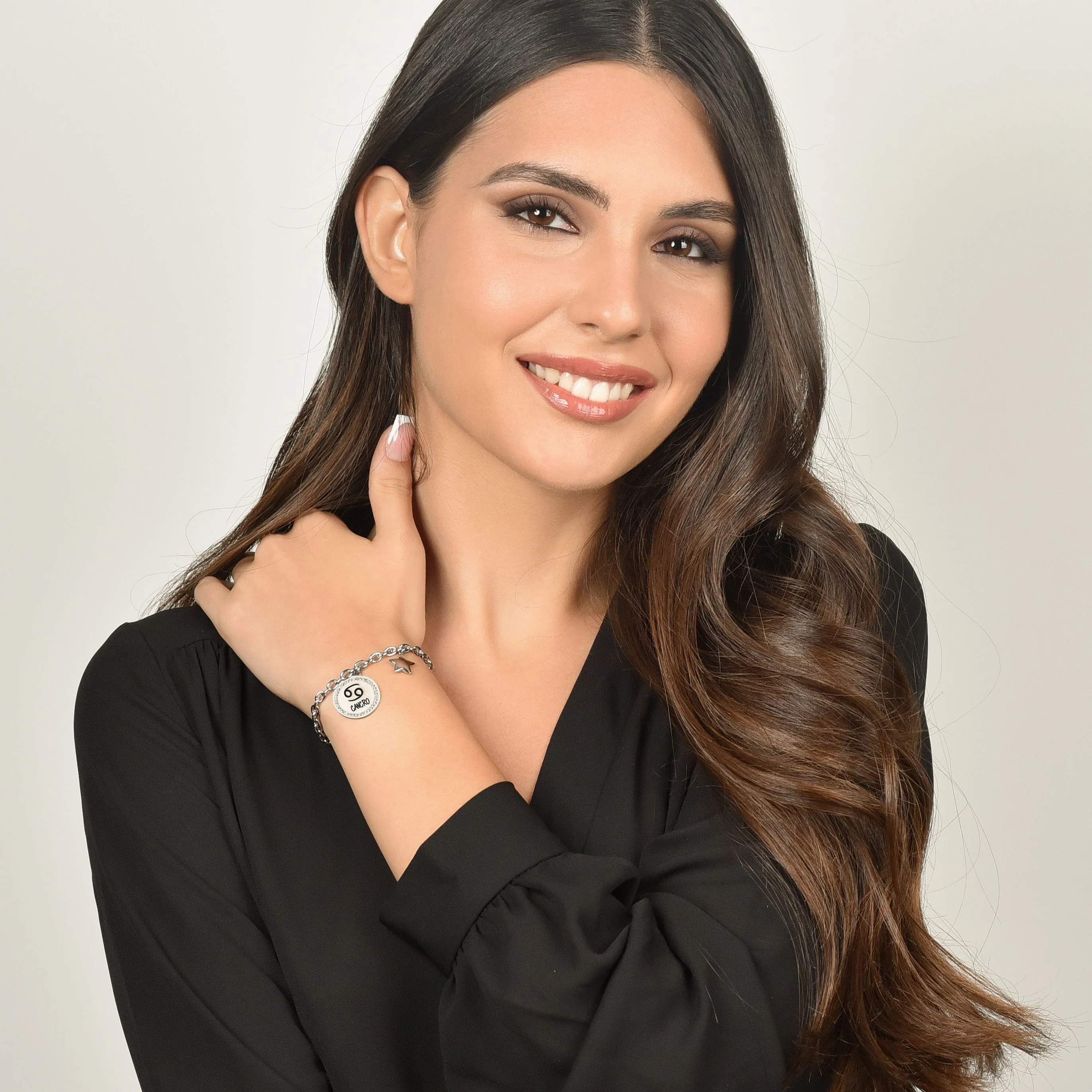 BRACCIALE DONNA IN ACCIAIO SEGNO ZODIACALE CANCRO PIASTRA - Image 4