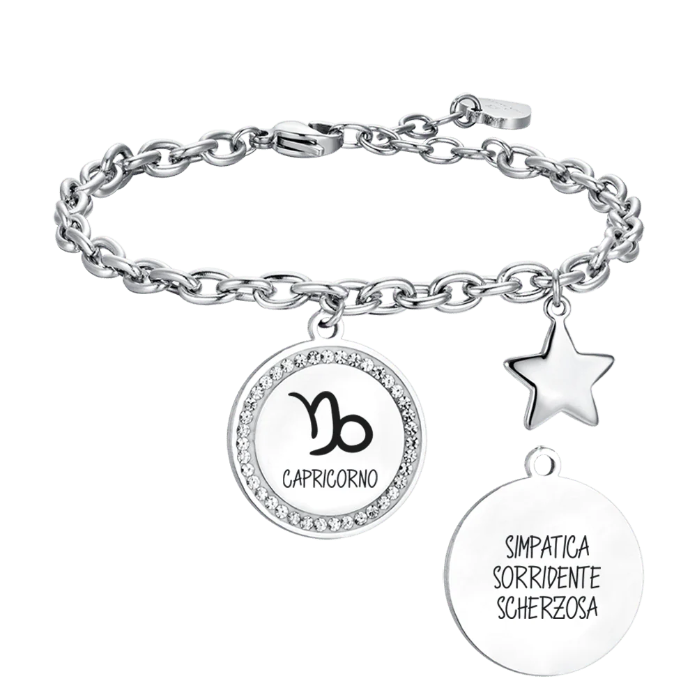 BRACCIALE DONNA IN ACCIAIO SEGNO ZODIACALE CAPRICORNO PIASTRA