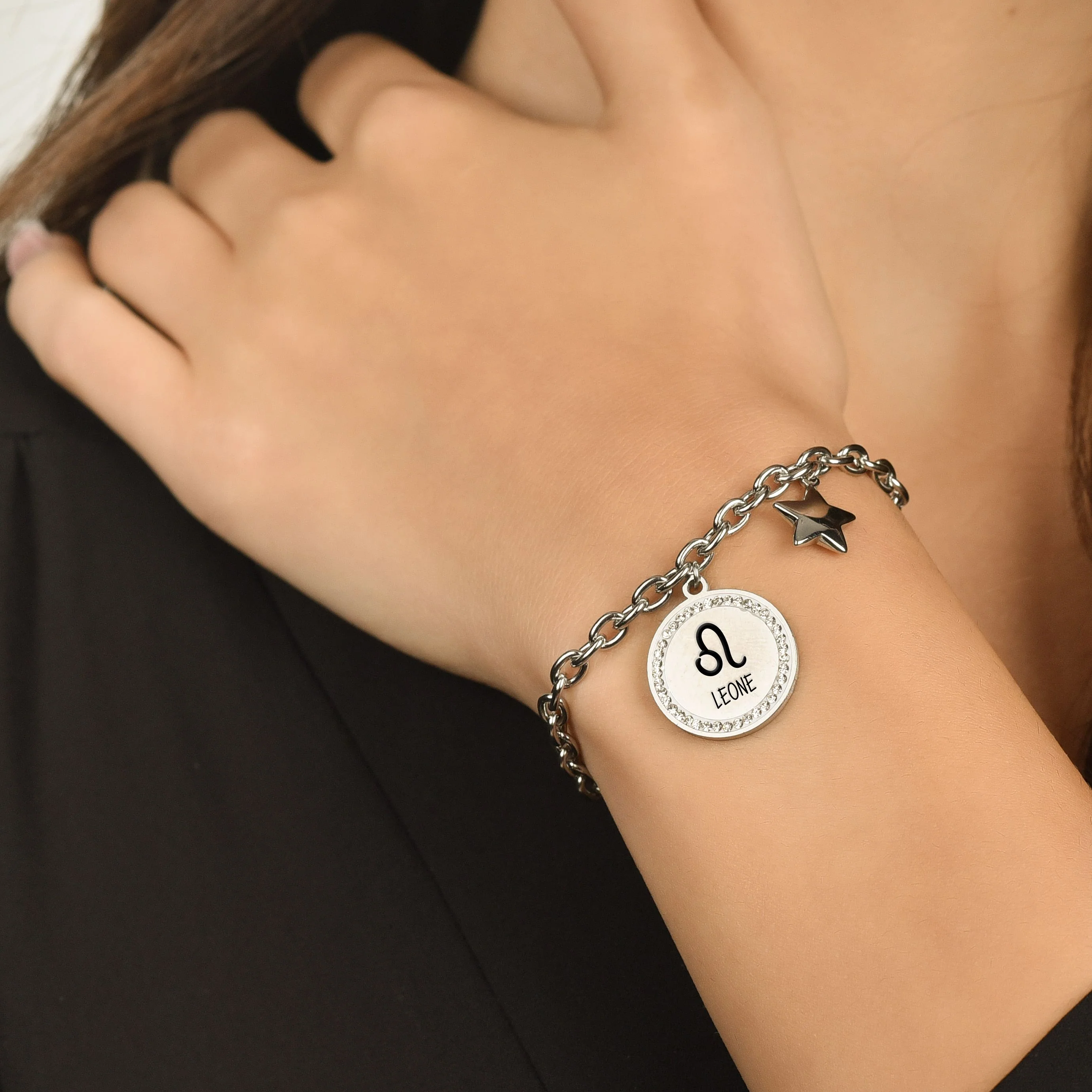 BRACCIALE DONNA IN ACCIAIO SEGNO ZODIACALE LEONE PIASTRA - Image 2